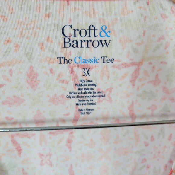 Croft & Barrow Womens 3X Tee Orange Red Geometric 100% Cotton Knit GEO239E - Picture 7 of 8